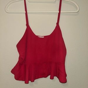 Superdown Red orange flowy crop top